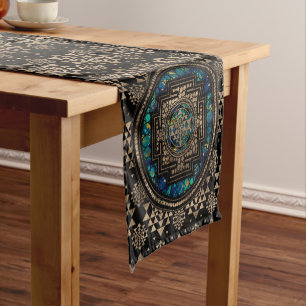 Sri Yantra  / Sri Chakra Marble and Gold Short Table Runner