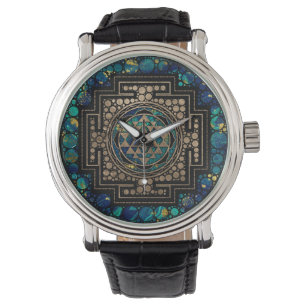 Sri Yantra  / Sri Chakra Marble and Gold Watch