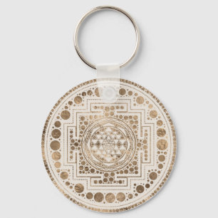 Sri Yantra / Sri Chakra Pastel Gold Key Ring