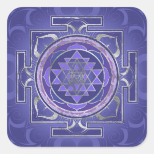 Sri Yantra  / Sri Chakra Purple and Silver Square Sticker