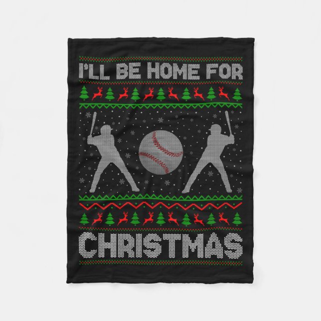 Srty Baseball Player Ugly Christmas Sweaters Xmas  Fleece Blanket (Front)