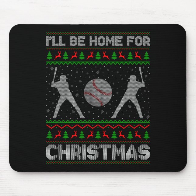 Srty Baseball Player Ugly Christmas Sweaters Xmas  Mouse Pad (Front)
