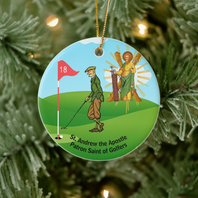 SS. Andrew & Jude with 2 Male Golfers Ceramic Ornament (Tree)
