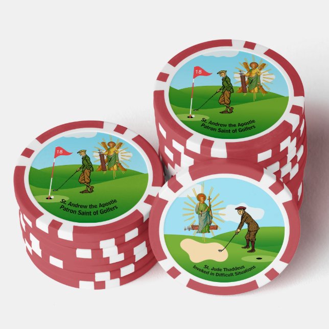 SS. Andrew & Jude with 2 Male Golfers Poker Chips (Stack)
