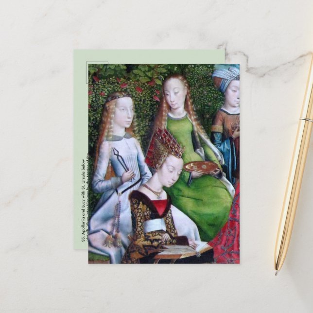 SS. Apollonia and Lucy (with St. Ursula) Postcard (Front/Back In Situ)