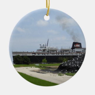 SS Badger Coal Ship Loading in Manitowoc WI Ceramic Ornament