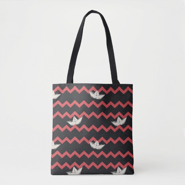 SS Georgie Boat Chevron Pattern Tote Bag (Front)