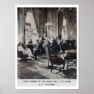 SS Leviathan First Class Social Hall Vintage Poster