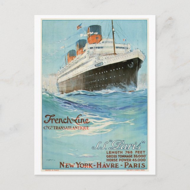 ss Paris - The French Line Postcard (Front)