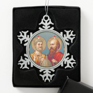 SS. Peter and Paul, Apostles (JMAS 01) Snowflake Pewter Christmas Ornament