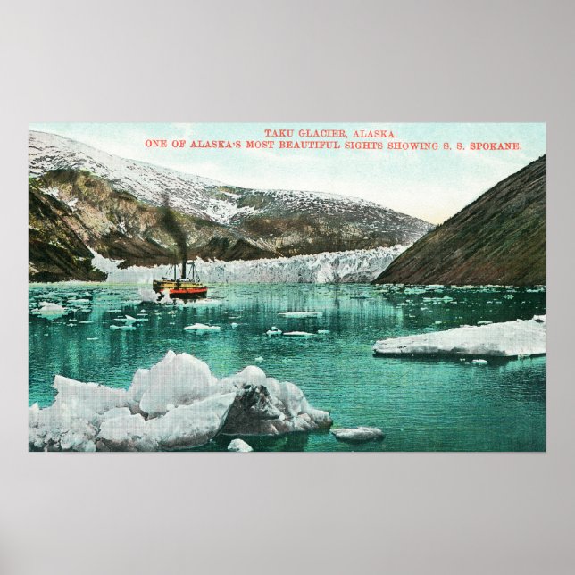 SS Spokane Steamer Passing by Glacier Poster (Front)
