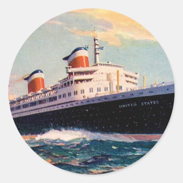 ss United States at Sea Classic Round Sticker (Front)
