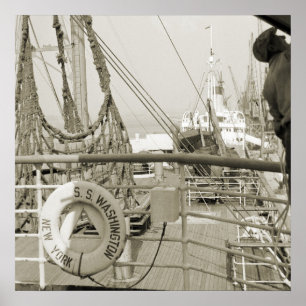 SS Washington Luxury Liner Cruise Ship 1930's Deck Poster