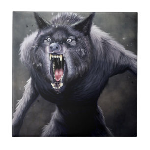 sscary werewolf ceramic tile