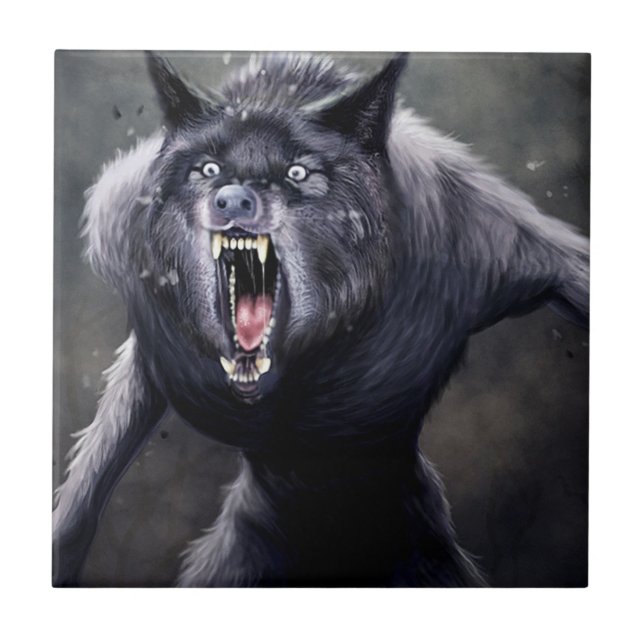 sscary werewolf ceramic tile (Front)