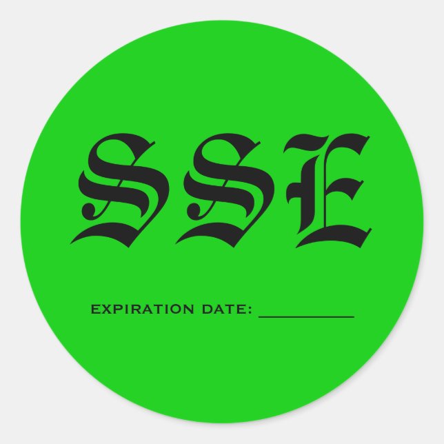 SSE, EXPIRATION DATE: ___________ CLASSIC ROUND STICKER (Front)