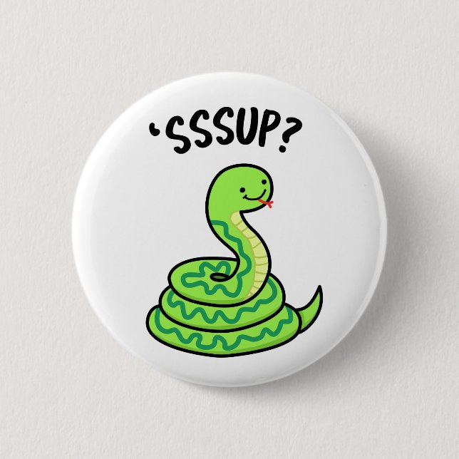 Sssup Funny Hissing Snake Pun 6 Cm Round Badge (Front)
