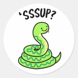 Sssup Funny Hissing Snake Pun  Classic Round Sticker