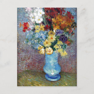 ?sszefoglal? Description Flowers in a blue vase ow Postcard