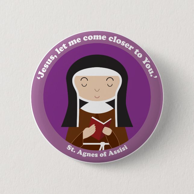St. Agnes of Assisi 6 Cm Round Badge (Front)