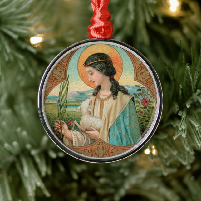 St. Agnes of Rome (BK 006) Metal Ornament (Tree)