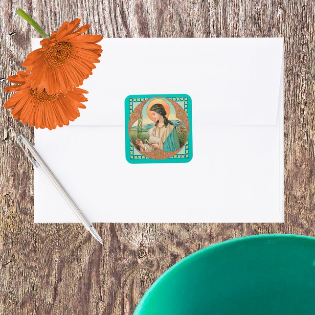 St. Agnes of Rome (BK 006) Square Sticker (Creator Uploaded)