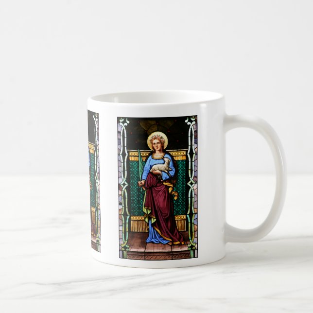 St Agnes of Rome, holding lamb and palm leaf Coffee Mug (Right)