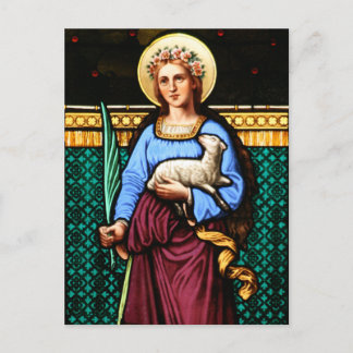 St Agnes of Rome, holding lamb and palm leaf Postcard