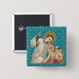 St. Aloysius Gonzaga & Plague Victim (M 006) 15 Cm Square Badge