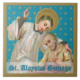 St. Aloysius Gonzaga & Plague Victim (M 006) Ceramic Tile
