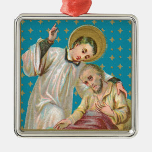 St. Aloysius Gonzaga & Plague Victim (M 006) Metal Ornament