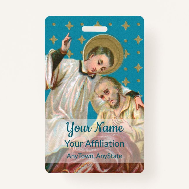 St Aloysius Gonzaga & Plague Victim (Style 1; M06) ID Badge (Front)