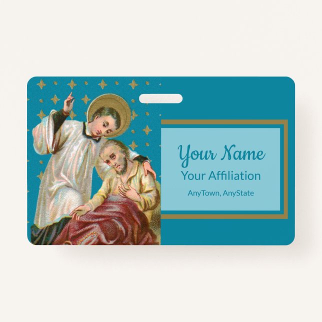 St Aloysius Gonzaga & Plague Victim (Style 2; M06) ID Badge (Front)