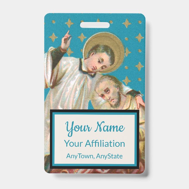 St Aloysius Gonzaga & Plague Victim (Style 2; M06) ID Badge (Front)