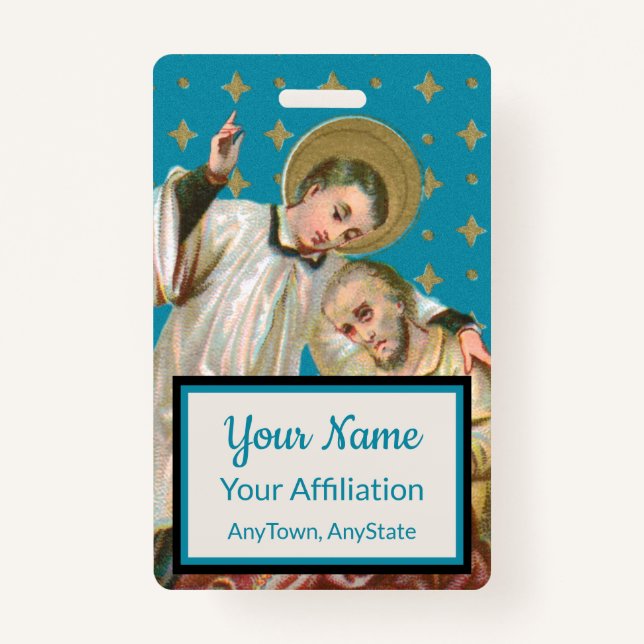 St Aloysius Gonzaga & Plague Victim (Style 2; M06) ID Badge (Front)