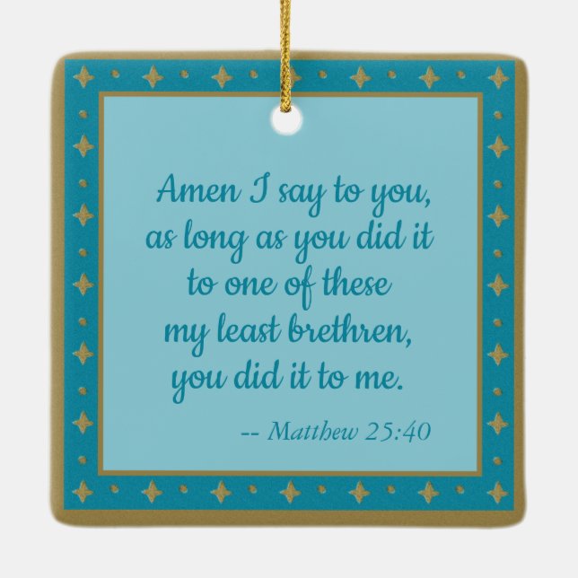 St. Aloysius & Plague Victim (M 006) Ceramic Ornament (Back)