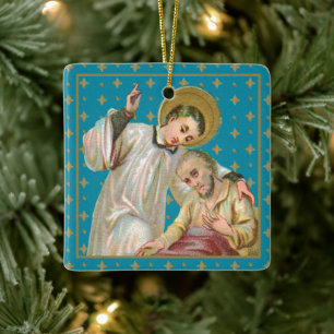 St. Aloysius  & Plague Victim (M 006) Ceramic Ornament