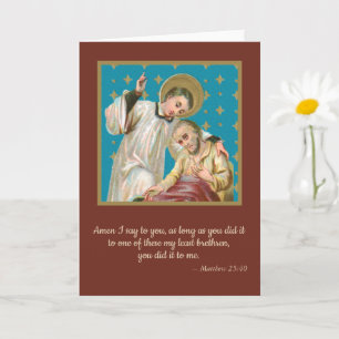 St Aloysius & Plague Victim (M 06) Blank Greeting Card