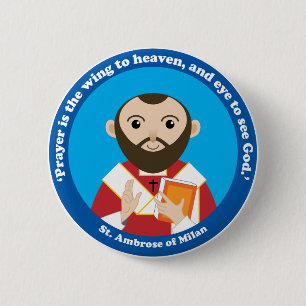 St. Ambrose of Milan 6 Cm Round Badge