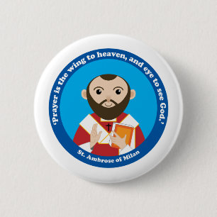 St. Ambrose of Milan 6 Cm Round Badge