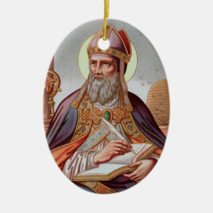 St. Ambrose of Milan (Frameless) Oval Ceramic Ornament