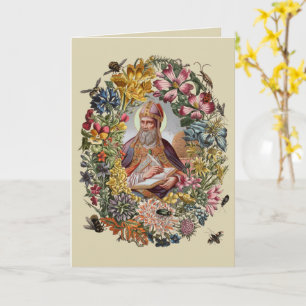 St. Ambrose of Milan with Flowers, Bees, and Hive Card