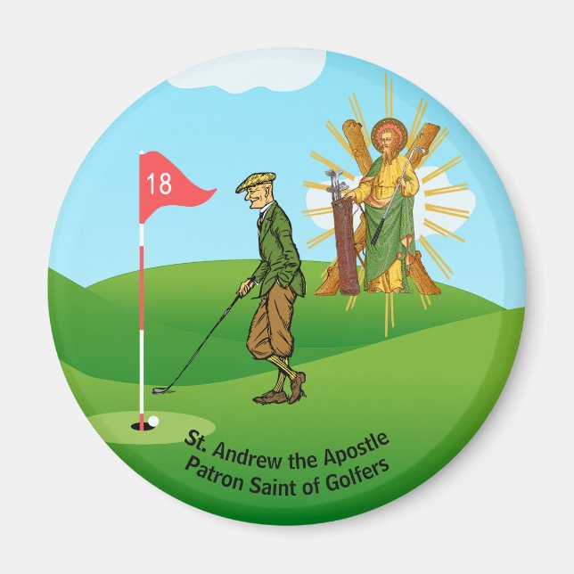 St. Andrew and Dapper Male Golfer Magnet (Front)