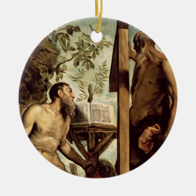 St. Andrew and St. Jerome Ceramic Ornament (Front)