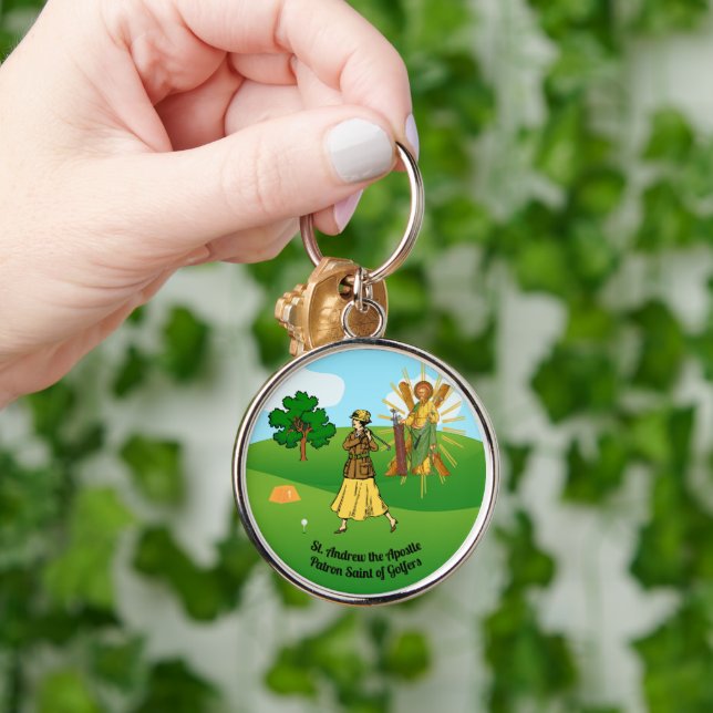 St. Andrew and Upscale Lady Golfer Key Ring (Hand)
