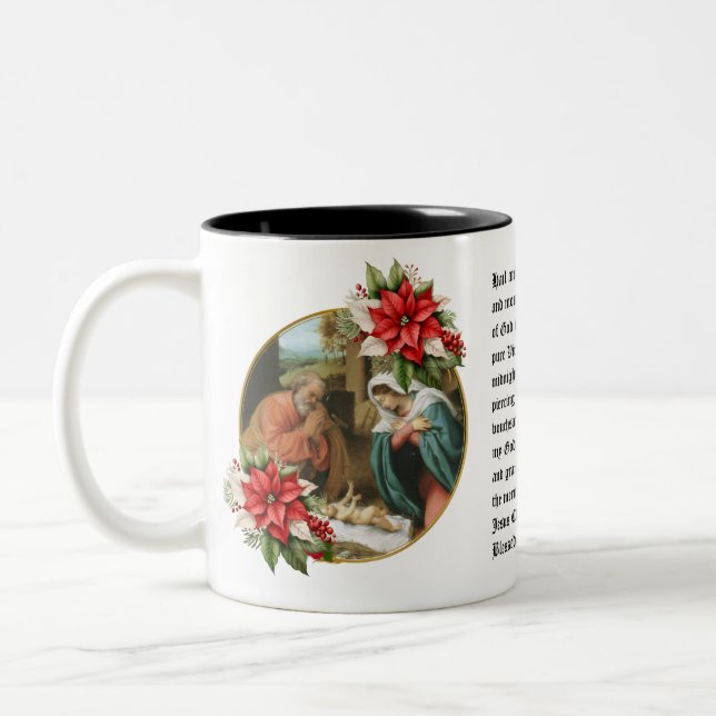 St. Andrew Christmas Advent Novena Holy Family Two-Tone Coffee Mug (Left)
