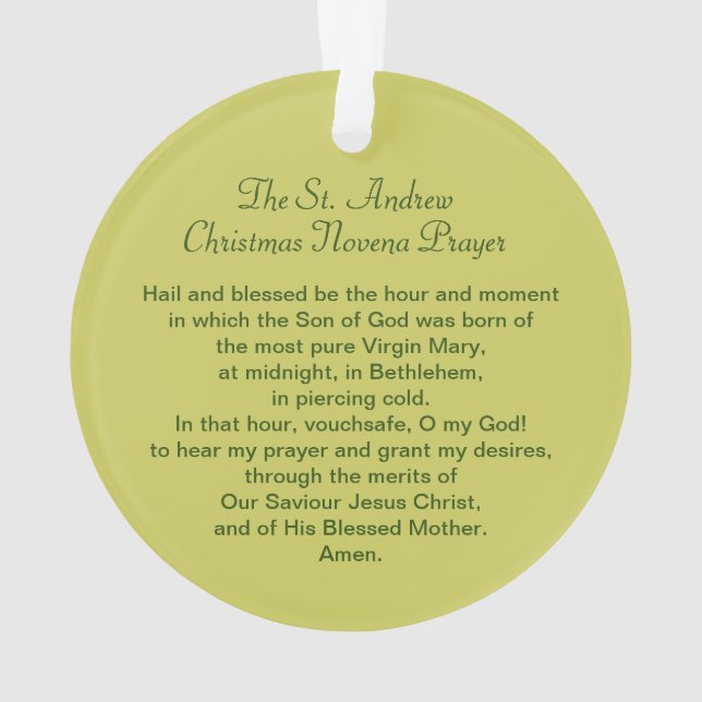 St. Andrew Christmas Novena Prayer Acrylic Ornament (Back)