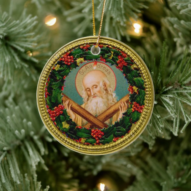 St. Andrew Christmas Novena Prayer Ceramic Ornament (Tree)