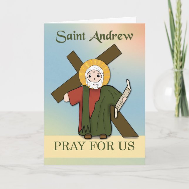 St. Andrew Pray for Us Simple Catholic Saint Card (Front)