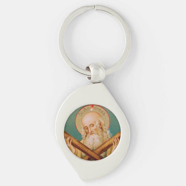 St. Andrew the Apostle (JMAS 02) Swirl Metal Key Ring (Front)